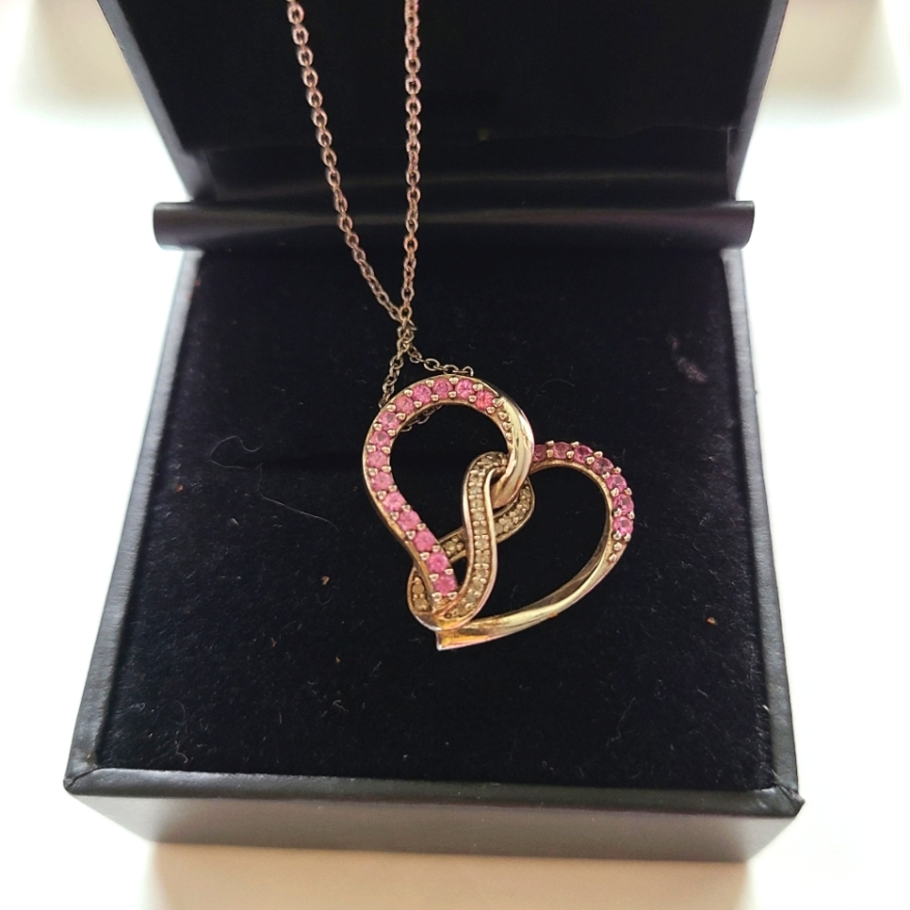 Women's Infinity Heart Pink Sapphire Necklace